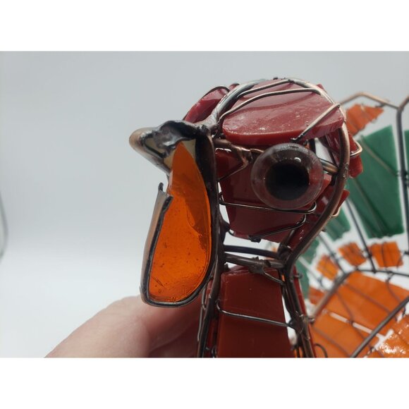 Stained Slag Glass Turkey Figurine Tabletop Decor Lamp FOR PARTS ONLY - Picture 2 of 8